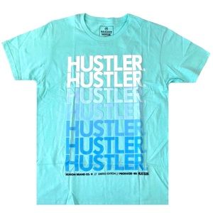 Men’s “Hustler” tee. Sizes S, M, XL, and XXL.